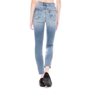 Mother The Stunner Ankle Fray Whiplash Blue Jeans Size 24 Raw Hem